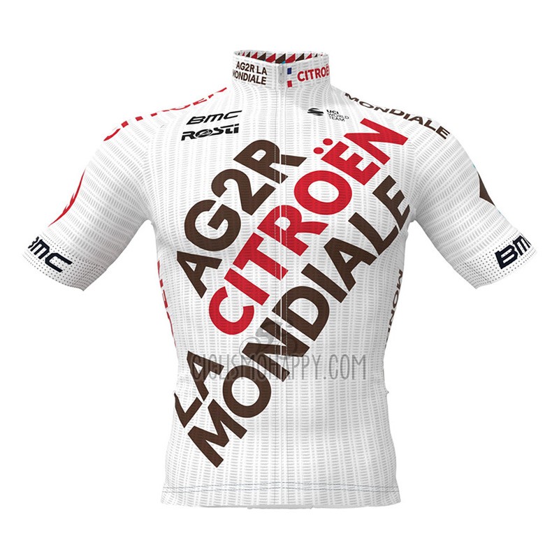 Ag2r Citroen Team Cycling Jersey Bib Short 2023 Short Sleeve White Black